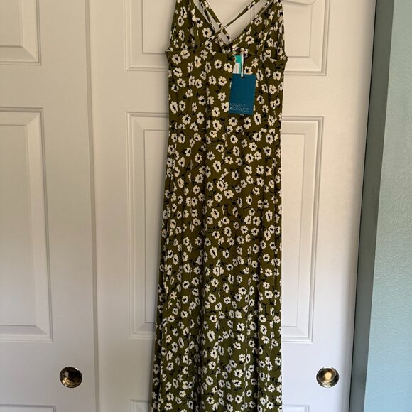 Market & Spruce Olive Floral Spaghetti‑Strap Maxi Dress • XS • NWT - Picture 2 of 3